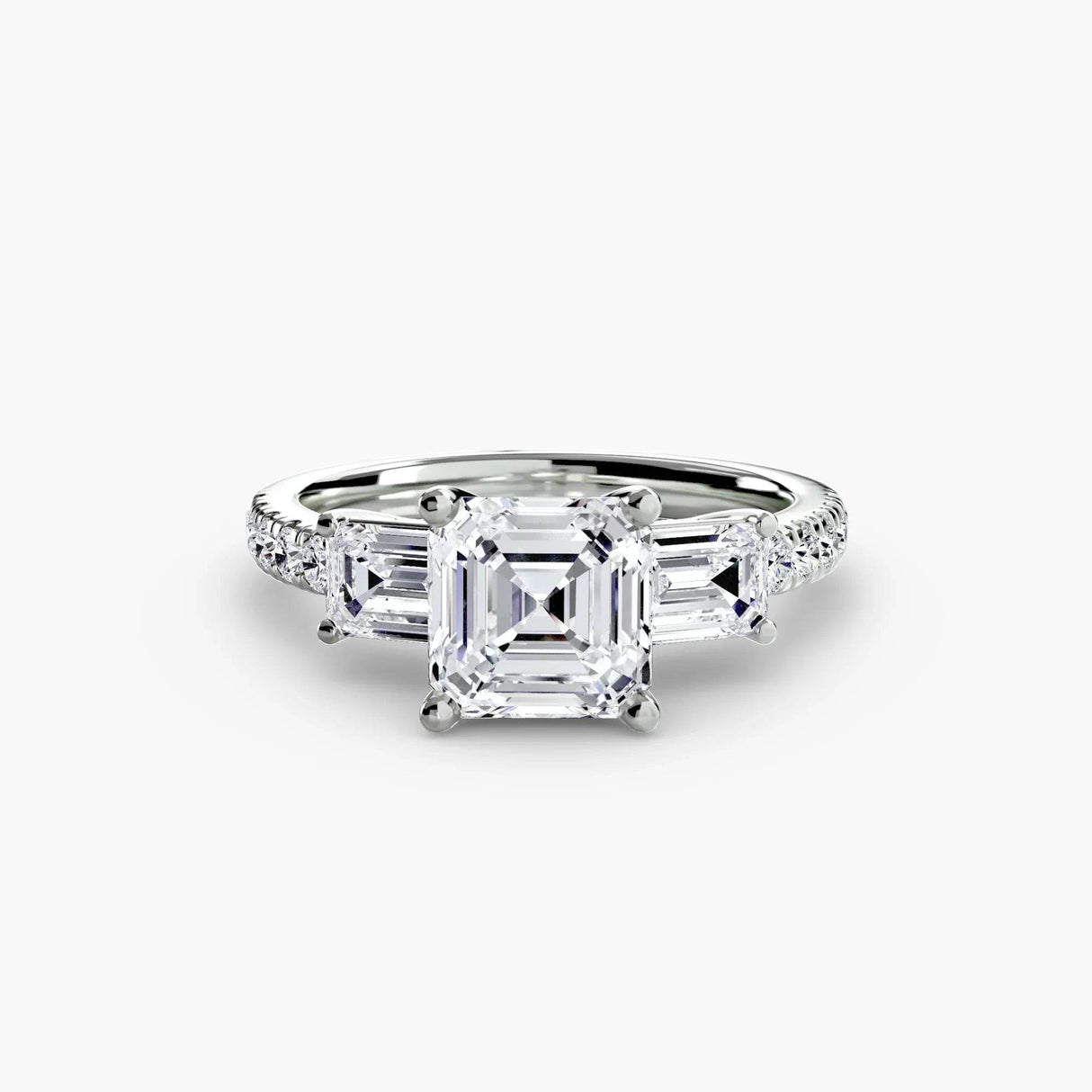 Three-Stone Ring with Pavé Band 4 - 4Me1