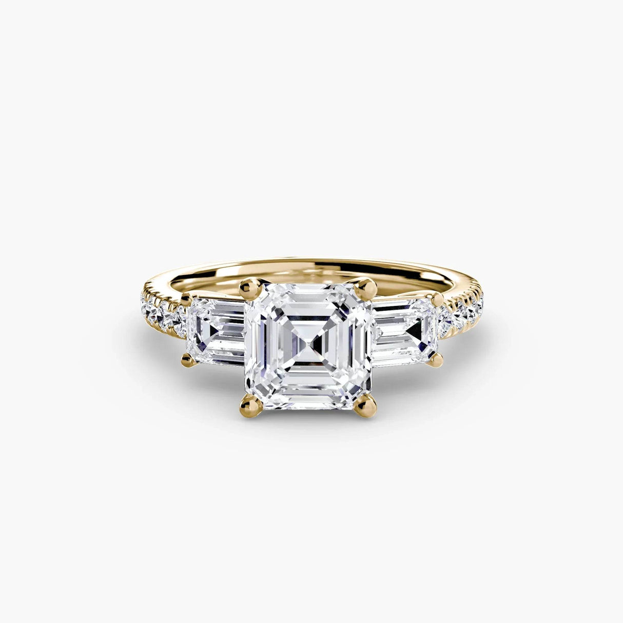 Three-Stone Ring with Pavé Band 4 - 4Me1