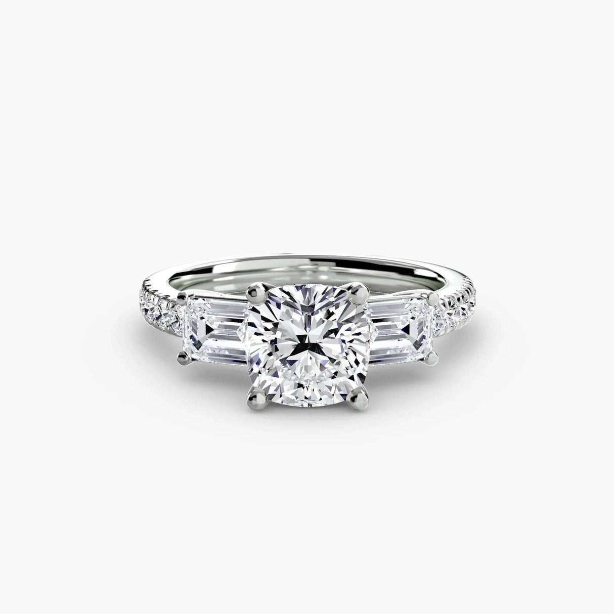 Three-Stone Ring with Pavé Band 4 - 4Me1
