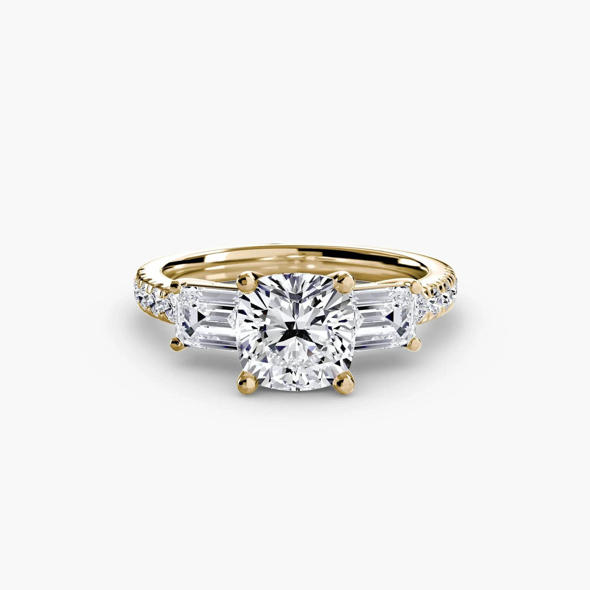 Three-Stone Ring with Pavé Band 4 - 4Me1