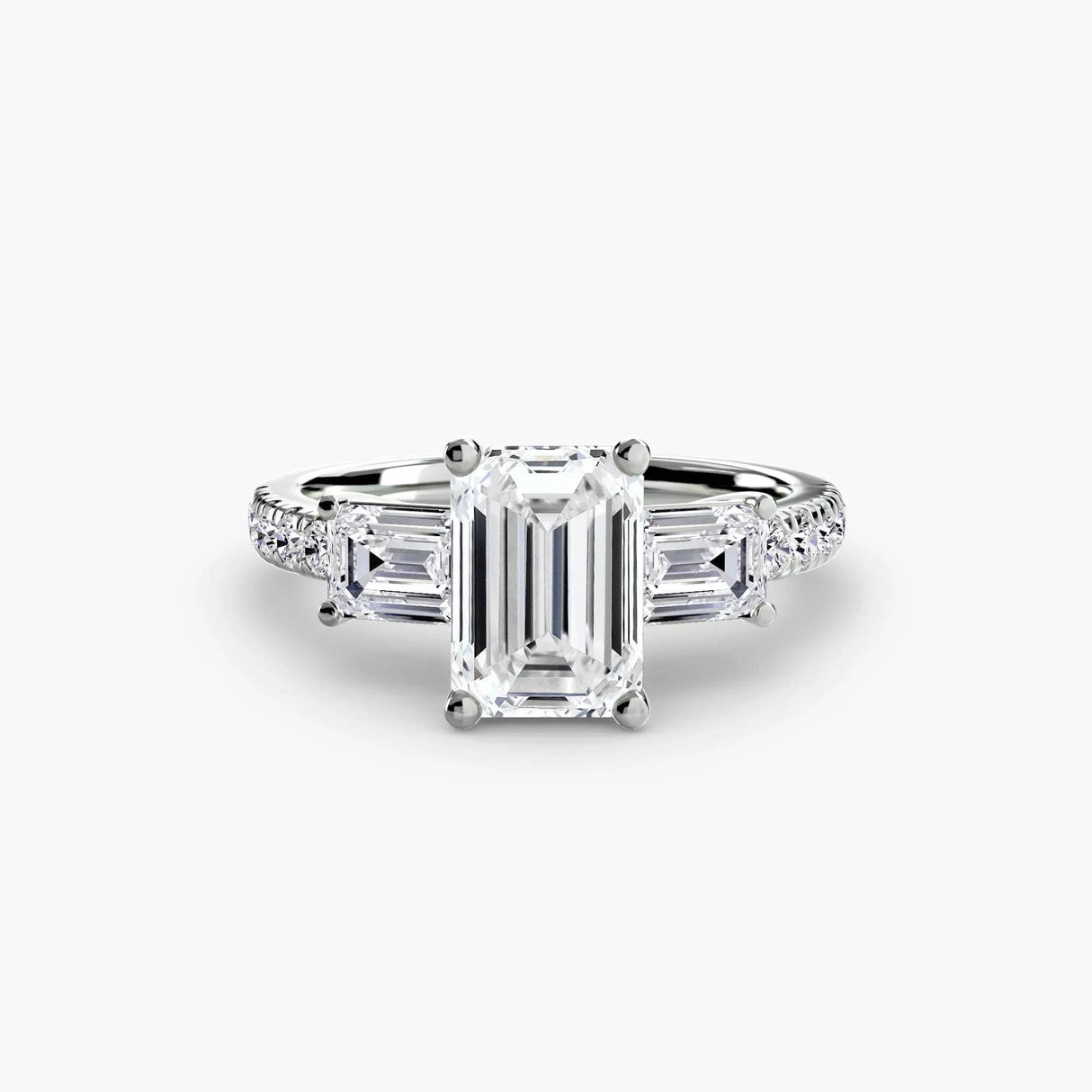 Three-Stone Ring with Pavé Band 4 - 4Me1