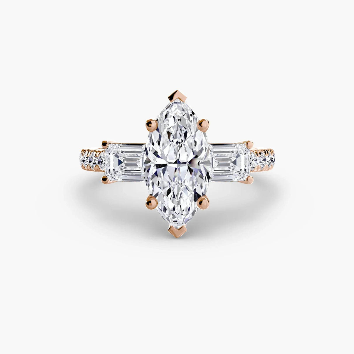 Three-Stone Ring with Pavé Band 4 - 4Me1