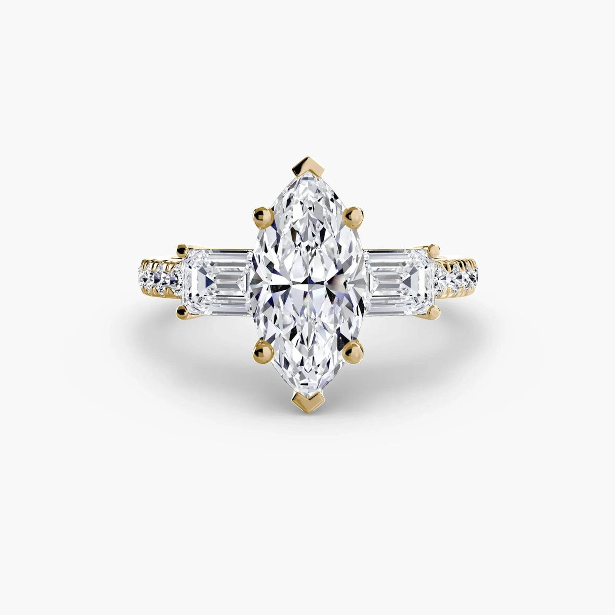 Three-Stone Ring with Pavé Band 4 - 4Me1