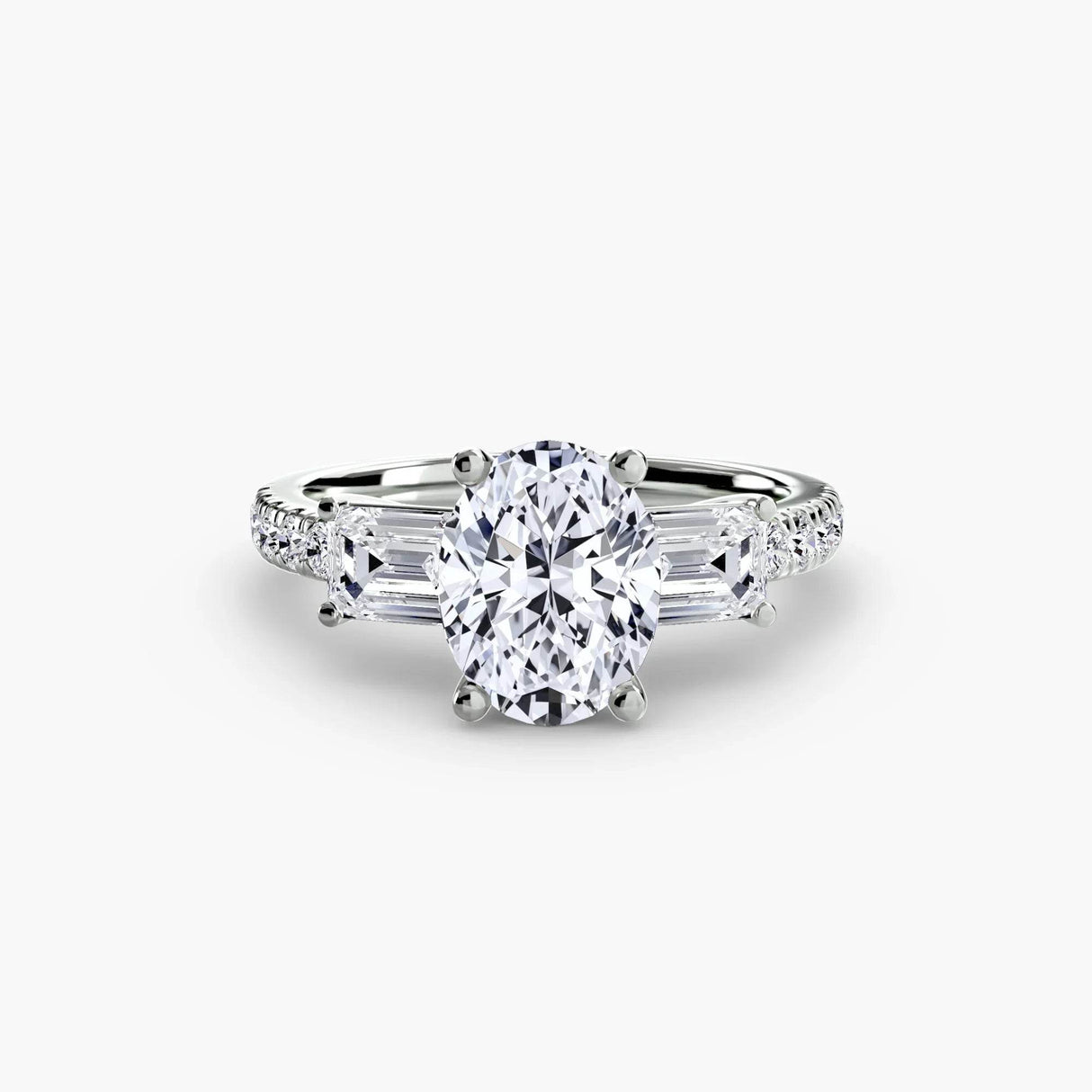 Three-Stone Ring with Pavé Band 4 - 4Me1