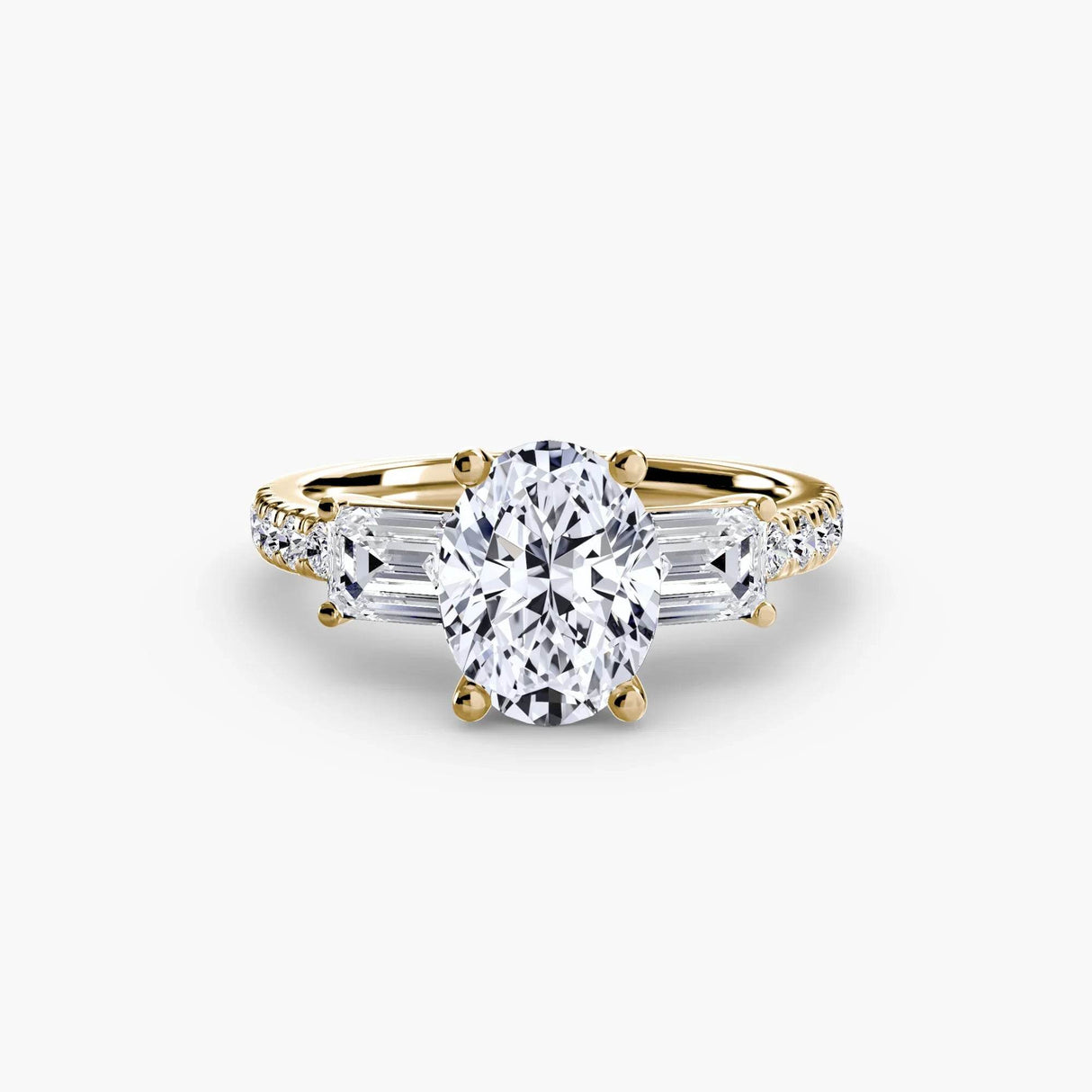 Three-Stone Ring with Pavé Band 4 - 4Me1