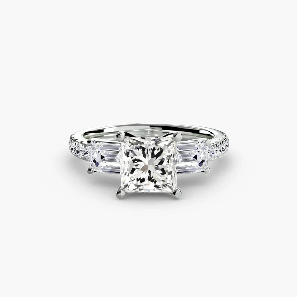 Three-Stone Ring with Pavé Band 4 - 4Me1
