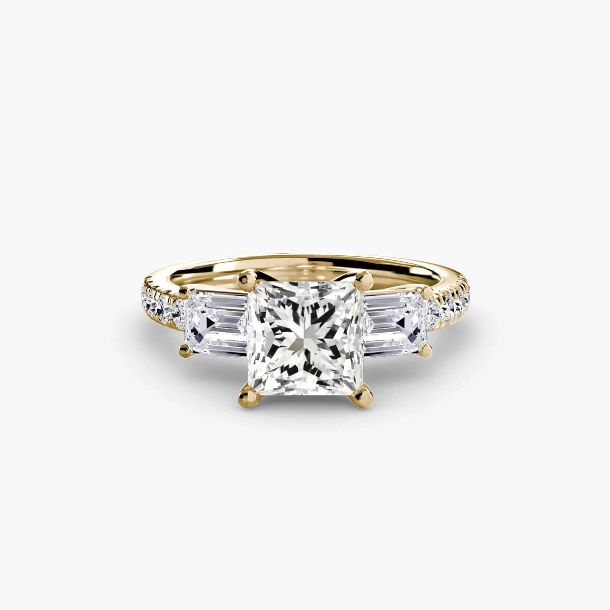 Three-Stone Ring with Pavé Band 4 - 4Me1