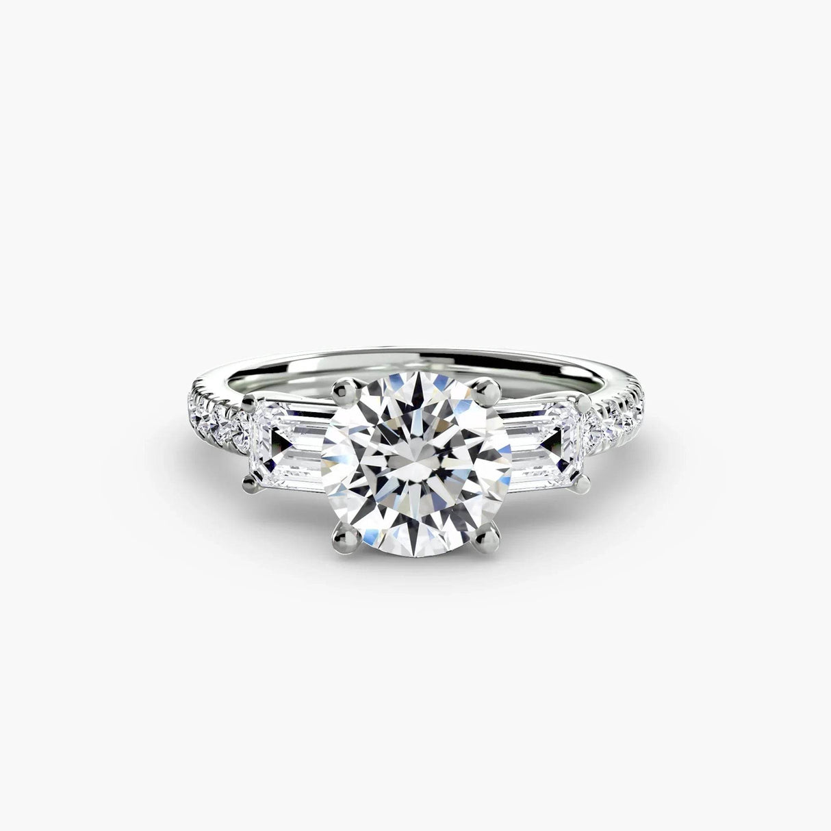 Three-Stone Ring with Pavé Band 4 - 4Me1