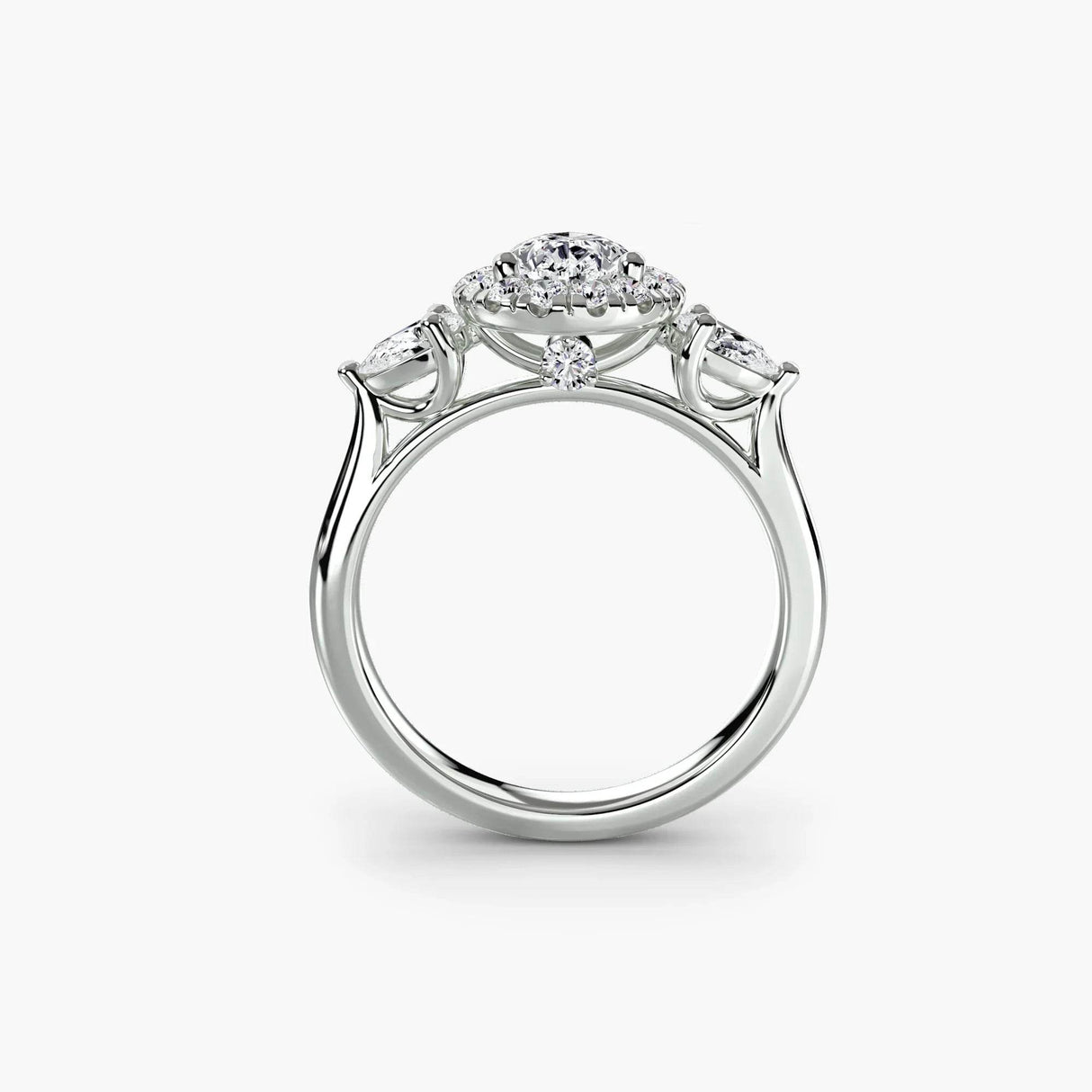 Three-Stone Ring with Halo - 4Me1