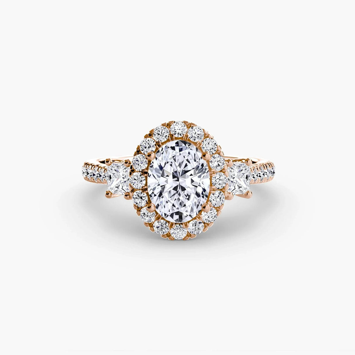 Three-Stone Ring with Halo 2 - 4Me1