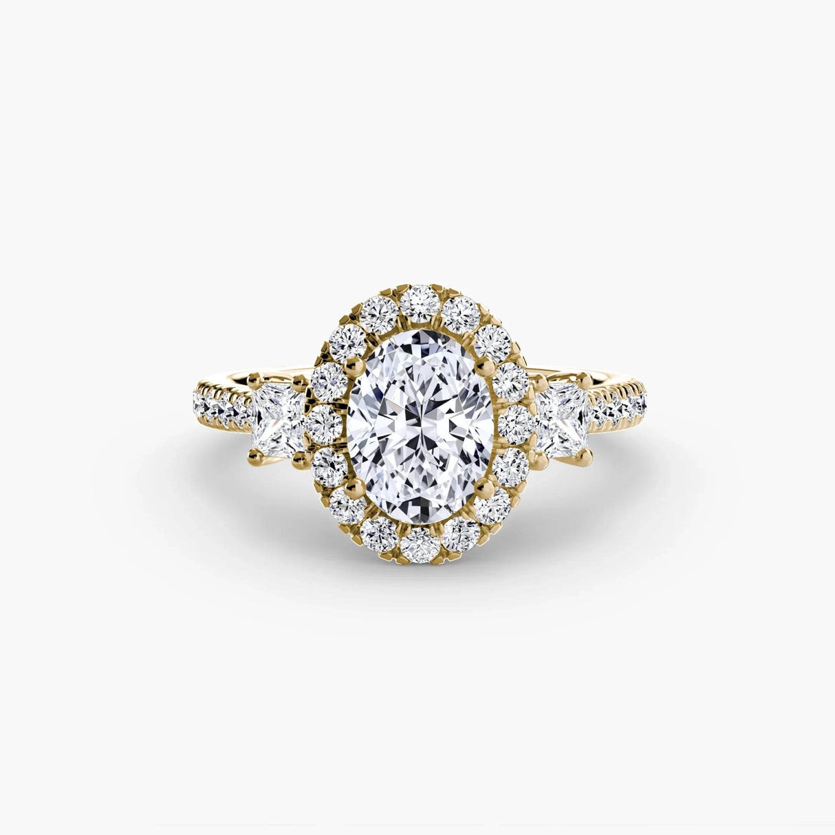 Three-Stone Ring with Halo 2 - 4Me1