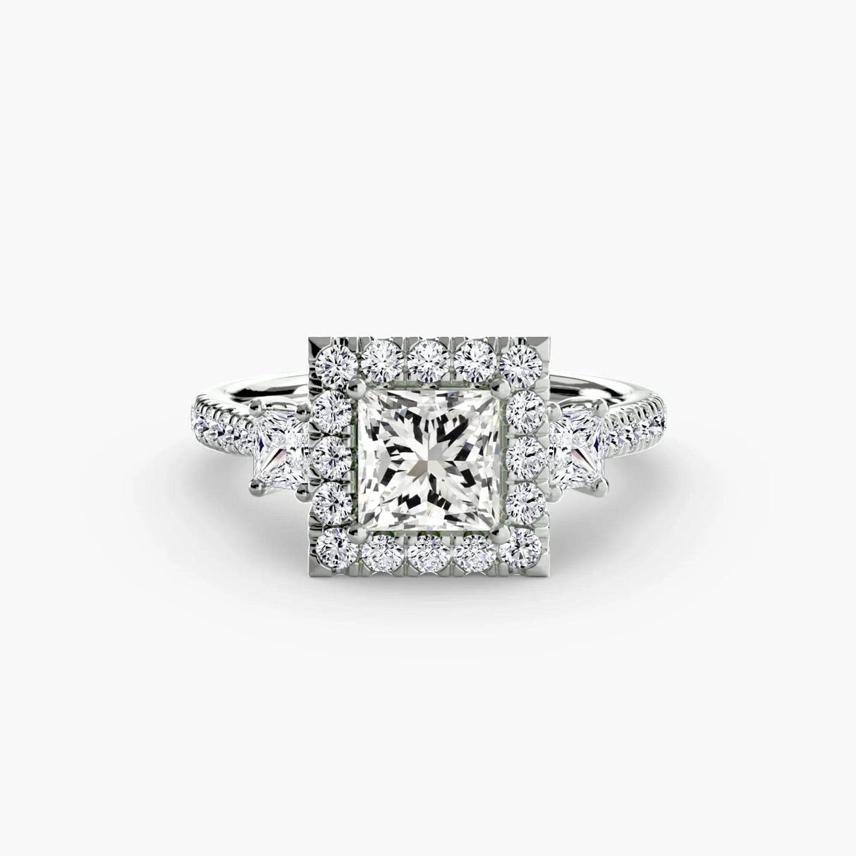 Three-Stone Ring with Halo 2 - 4Me1