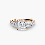 Three-Stone Ring with Pavé Band 4 - 4Me1 