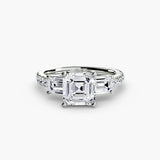 Three-Stone Ring with Pavé Band 4 - 4Me1 