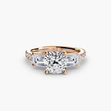 Three-Stone Ring with Pavé Band 4 - 4Me1 