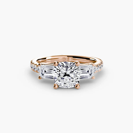 Three-Stone Ring with Pavé Band 4 - 4Me1 