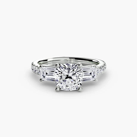 Three-Stone Ring with Pavé Band 4 - 4Me1 