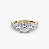 Three-Stone Ring with Pavé Band 4 - 4Me1 