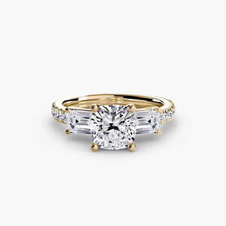 Three-Stone Ring with Pavé Band 4 - 4Me1 