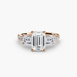 Three-Stone Ring with Pavé Band 4 - 4Me1 