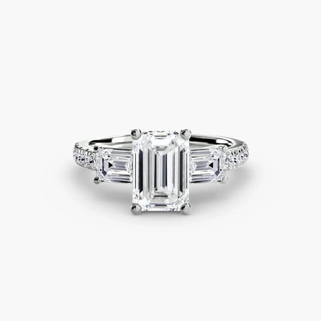 Three-Stone Ring with Pavé Band 4 - 4Me1 