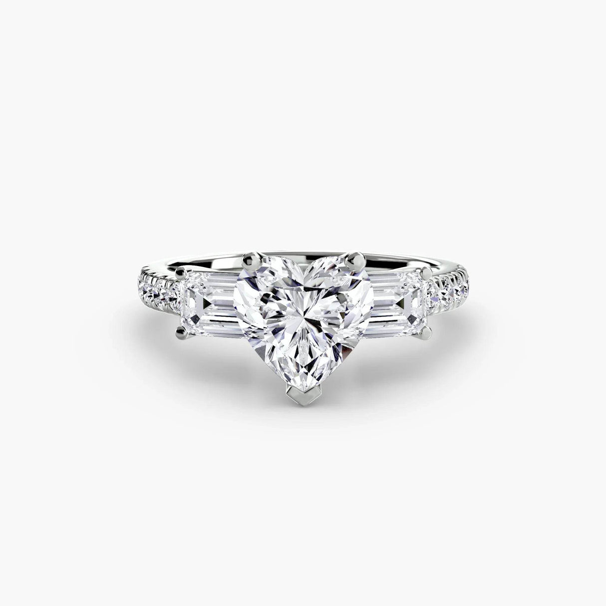 Three-Stone Ring with Pavé Band 4 - 4Me1 