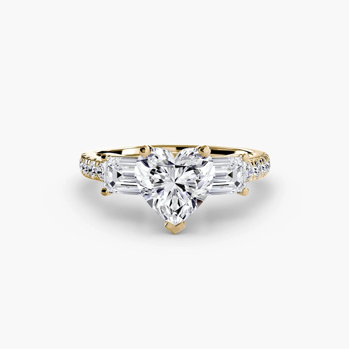 Three-Stone Ring with Pavé Band 4 - 4Me1 