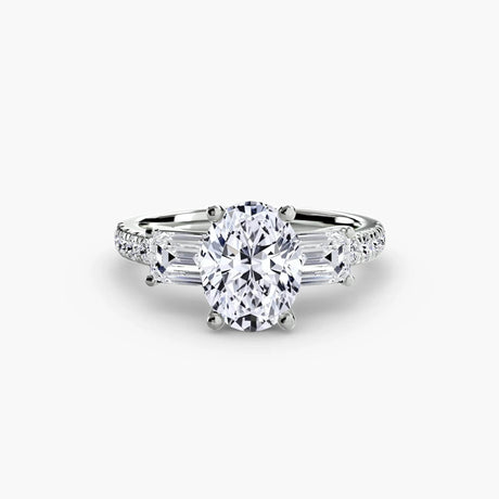 Three-Stone Ring with Pavé Band 4 - 4Me1 