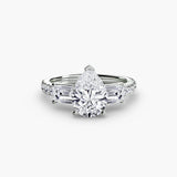 Three-Stone Ring with Pavé Band 4 - 4Me1 