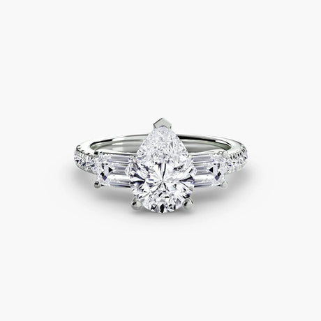 Three-Stone Ring with Pavé Band 4 - 4Me1 