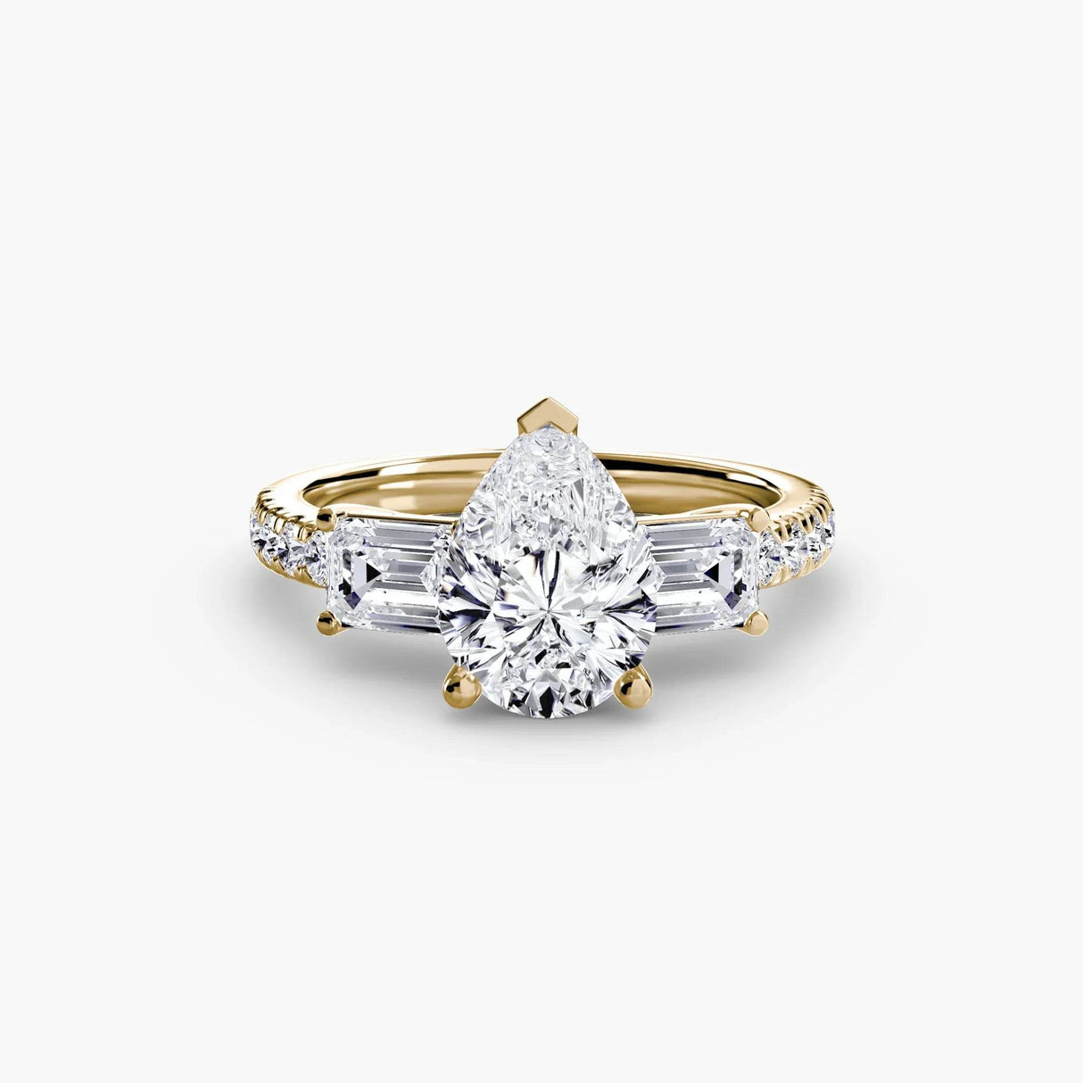 Three-Stone Ring with Pavé Band 4 - 4Me1 