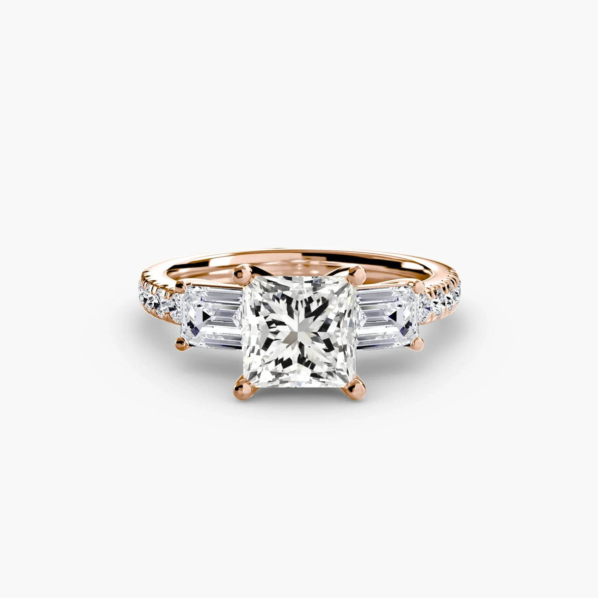 Three-Stone Ring with Pavé Band 4 - 4Me1 