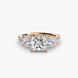Three-Stone Ring with Pavé Band 4 - 4Me1 