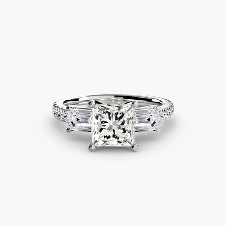 Three-Stone Ring with Pavé Band 4 - 4Me1 