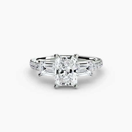 Three-Stone Ring with Pavé Band 4 - 4Me1 