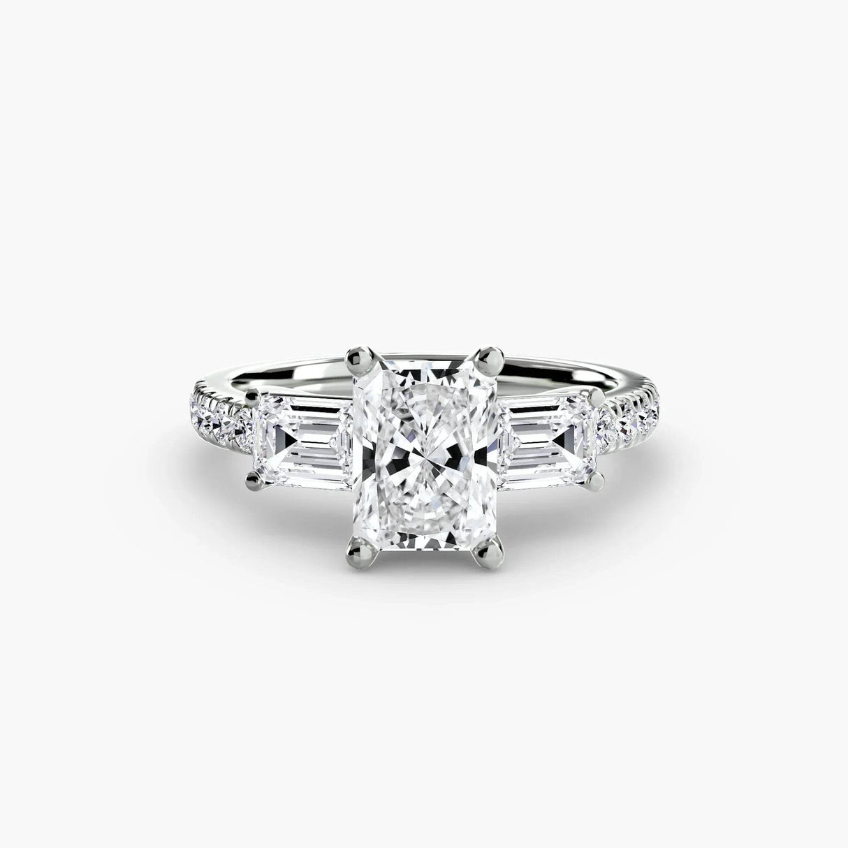 Three-Stone Ring with Pavé Band 4 - 4Me1 