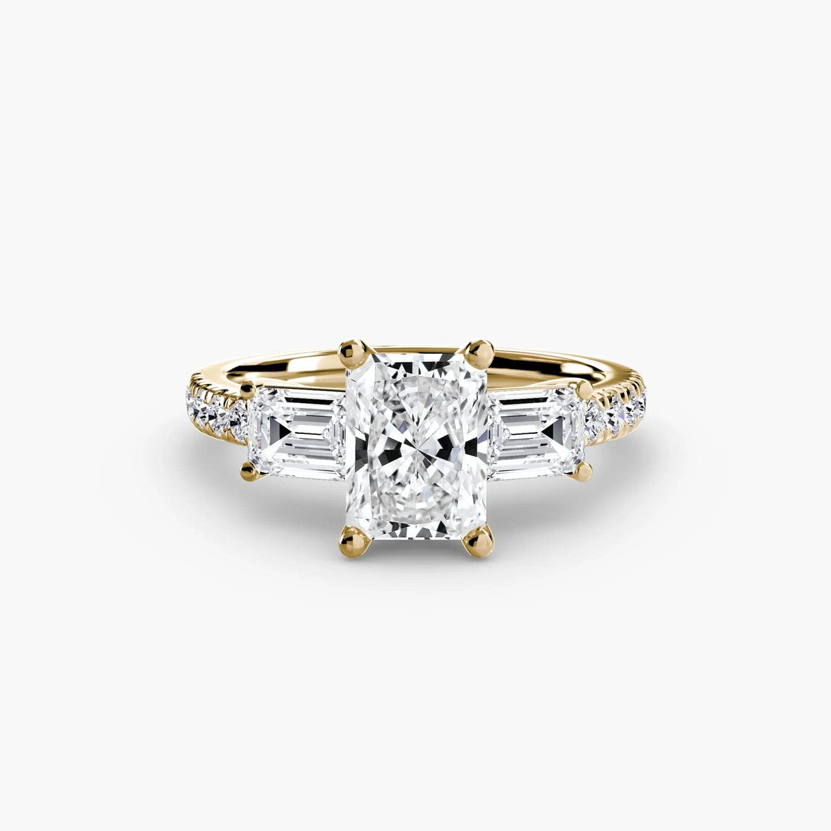Three-Stone Ring with Pavé Band 4 - 4Me1 