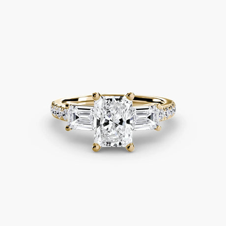 Three-Stone Ring with Pavé Band 4 - 4Me1 