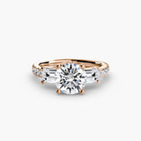 Three-Stone Ring with Pavé Band 4 - 4Me1 