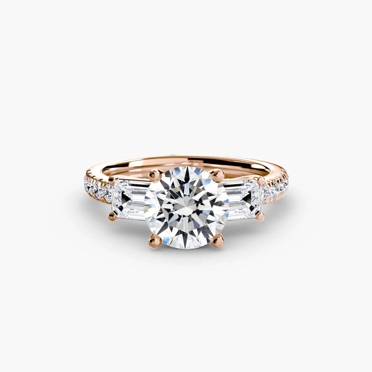 Three-Stone Ring with Pavé Band 4 - 4Me1 