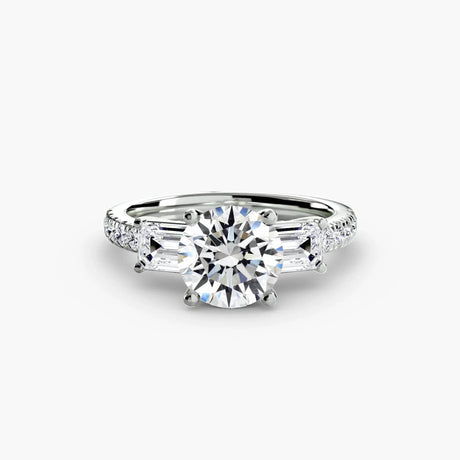 Three-Stone Ring with Pavé Band 4 - 4Me1 