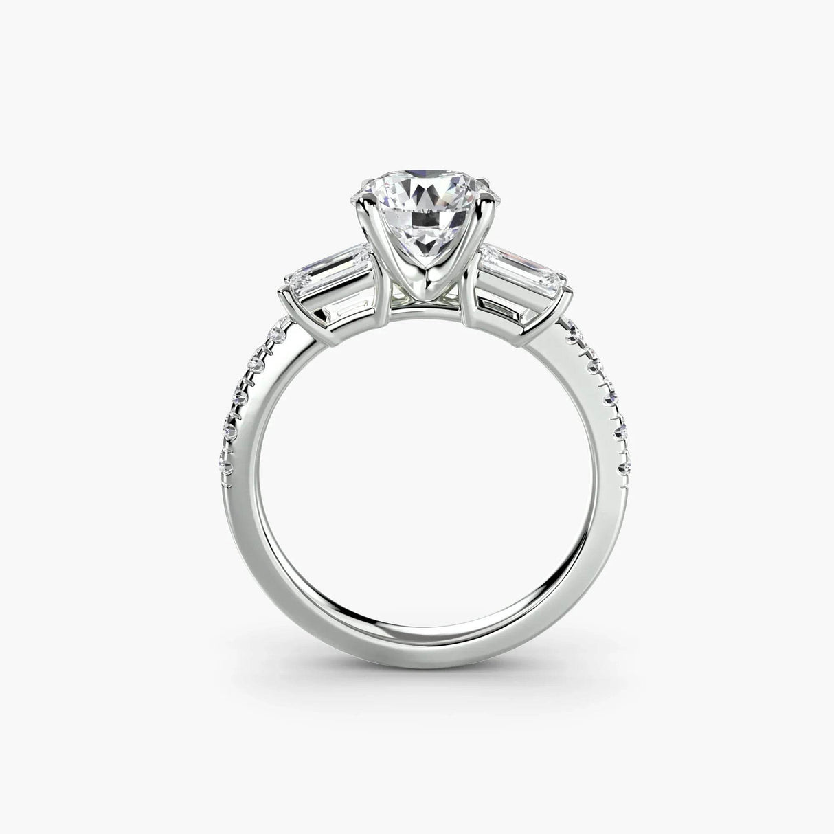 Three-Stone Ring with Pavé Band 4 - 4Me1 