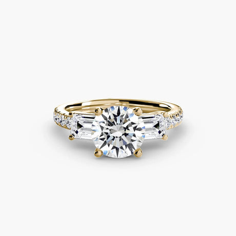 Three-Stone Ring with Pavé Band 4 - 4Me1 