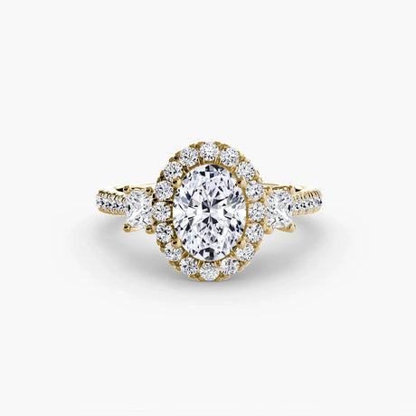 Three-Stone Ring with Halo 2 - 4Me1 