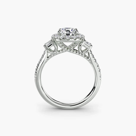 Three-Stone Ring with Halo 2 - 4Me1 