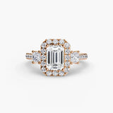 Three-Stone Ring with Halo 2 - 4Me1 