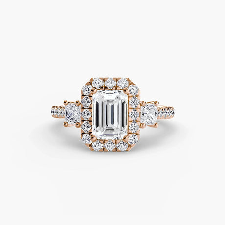 Three-Stone Ring with Halo 2 - 4Me1 