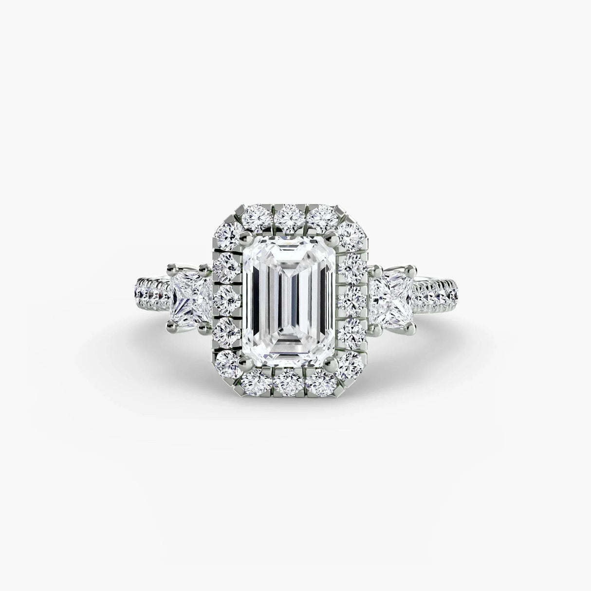 Three-Stone Ring with Halo 2 - 4Me1 