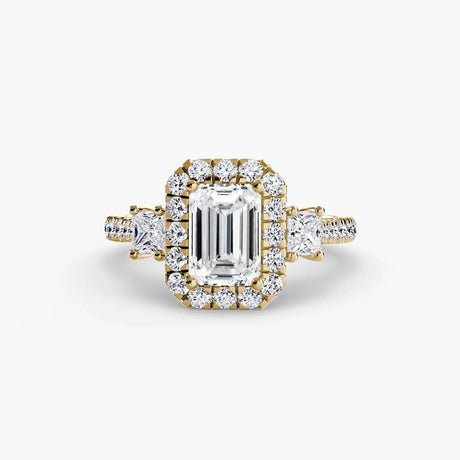 Three-Stone Ring with Halo 2 - 4Me1 