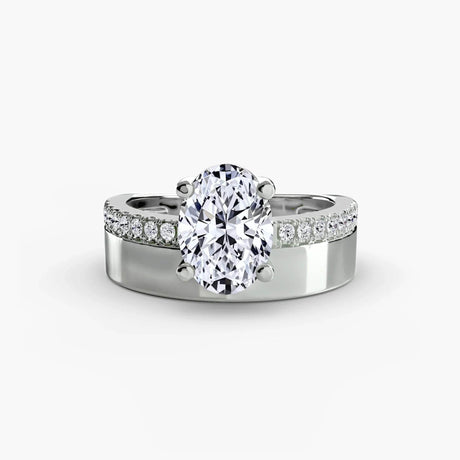 Wide Band Solitaire with Pavé Band - 4Me1 